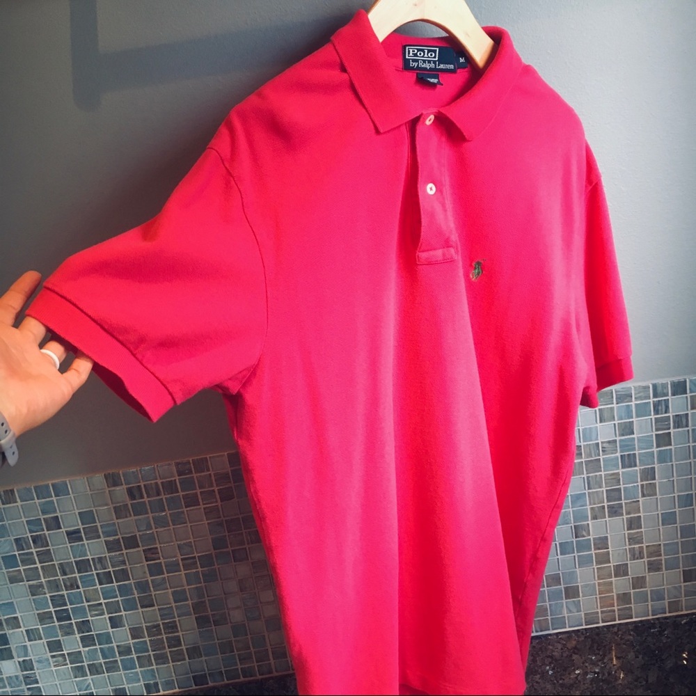Hot pink Ralph Lauren men’s polo, size M